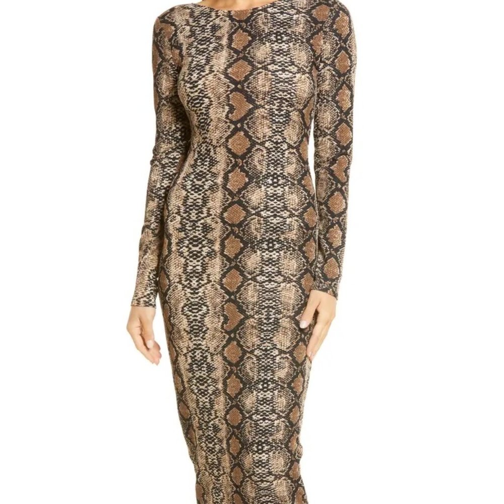 Bebe Printed Open Back Ankle Dress